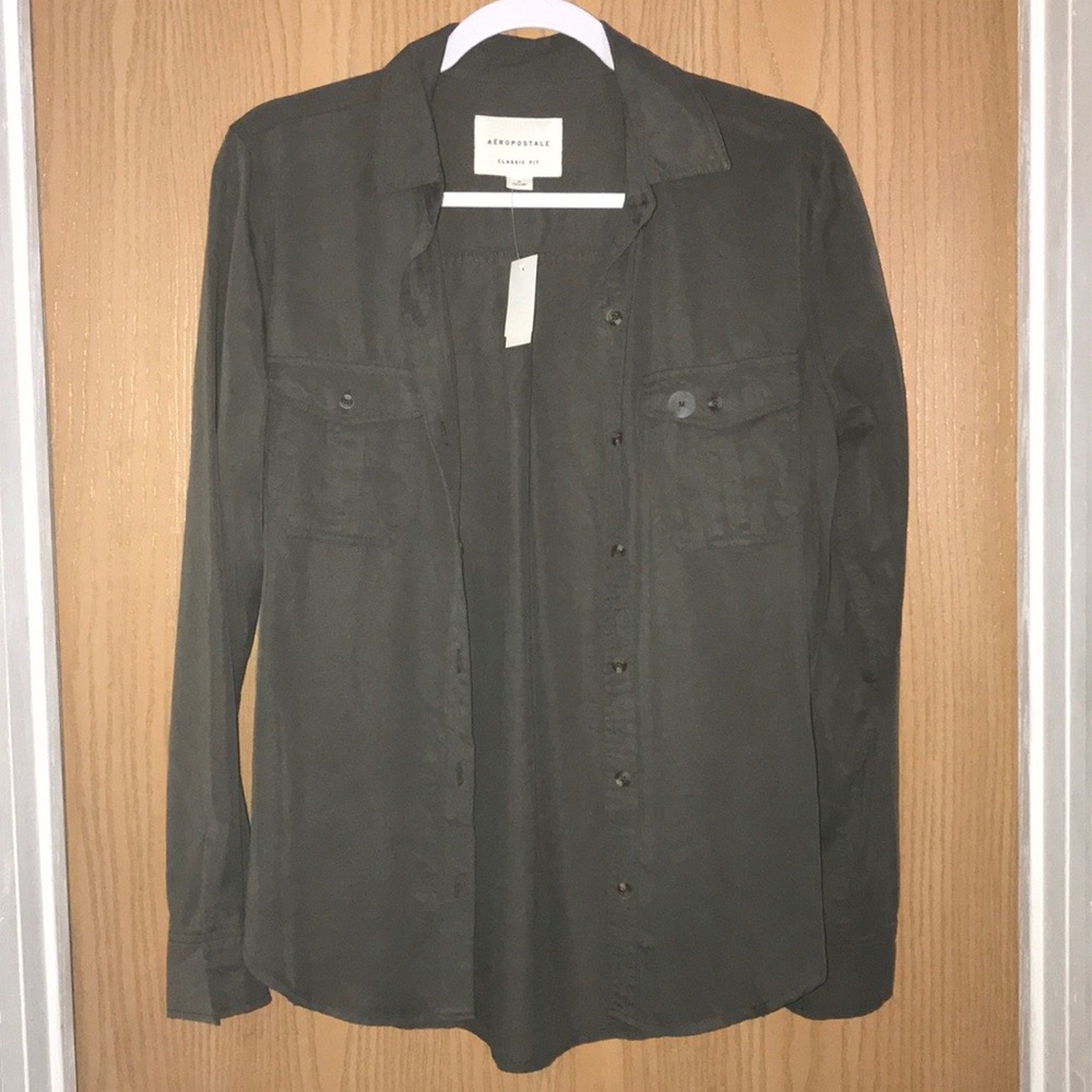 NWT Green Button Down Long Sleeve